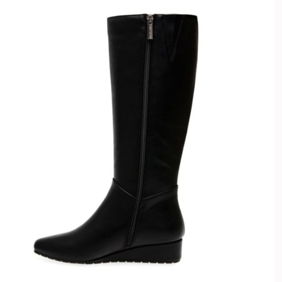 New Anne Klein Flex Mollie Knee High Boots Low Wedge Black Sz 6.5 - Picture 14 of 15